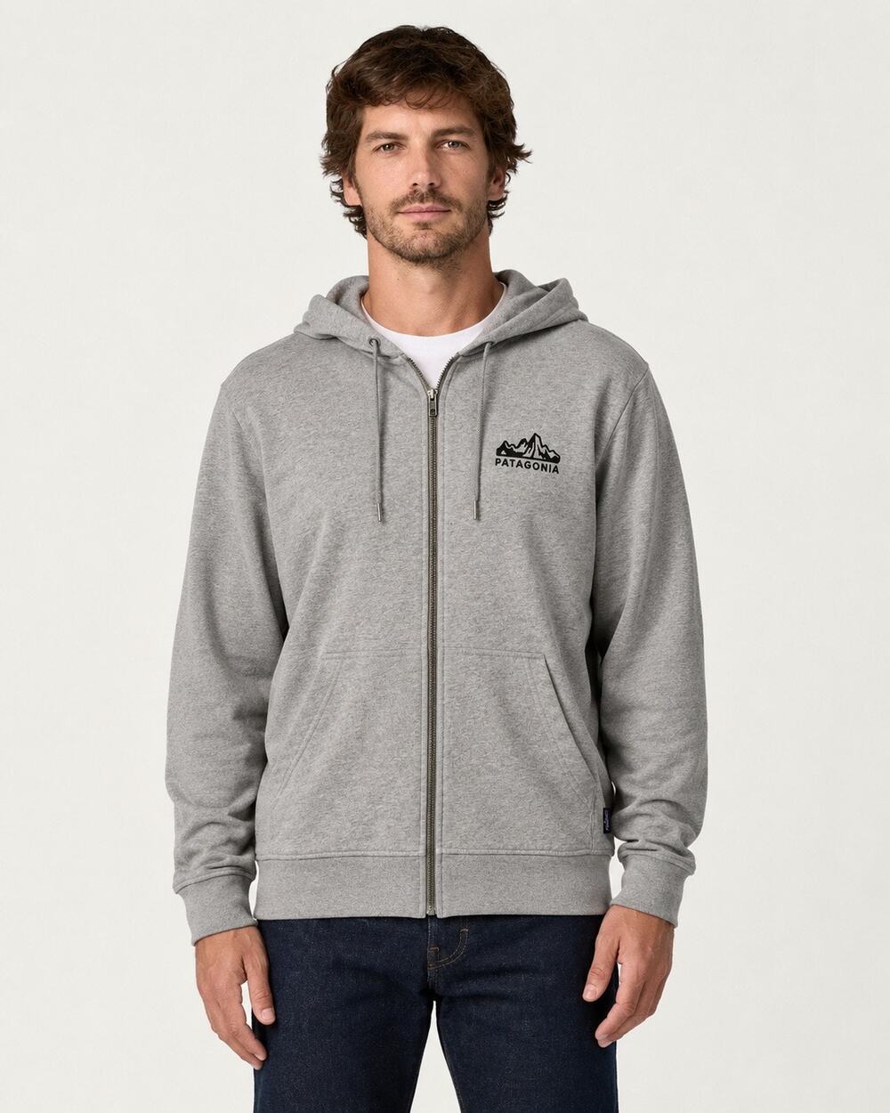 Patagonia Organic Cotton Fitz Roy Scope Zip Hoodie Gray 1973 Mountain Sz Medium